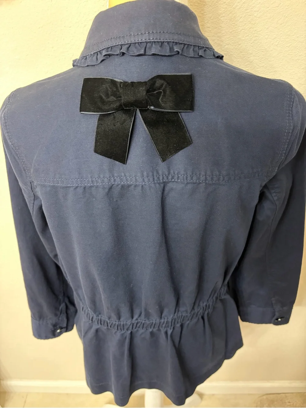 Kate Spade Broome Street Navy Utility Ruffle Chore Jacket XS